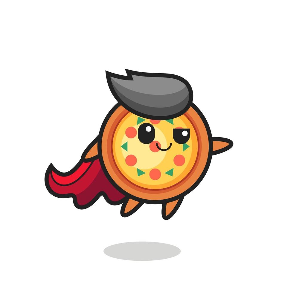 le personnage de super-héros de pizza mignon vole vecteur
