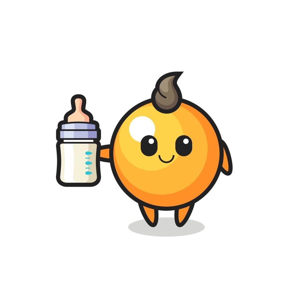 personnage de dessin animé de balle de ping-pong bébé avec bouteille de lait vecteur