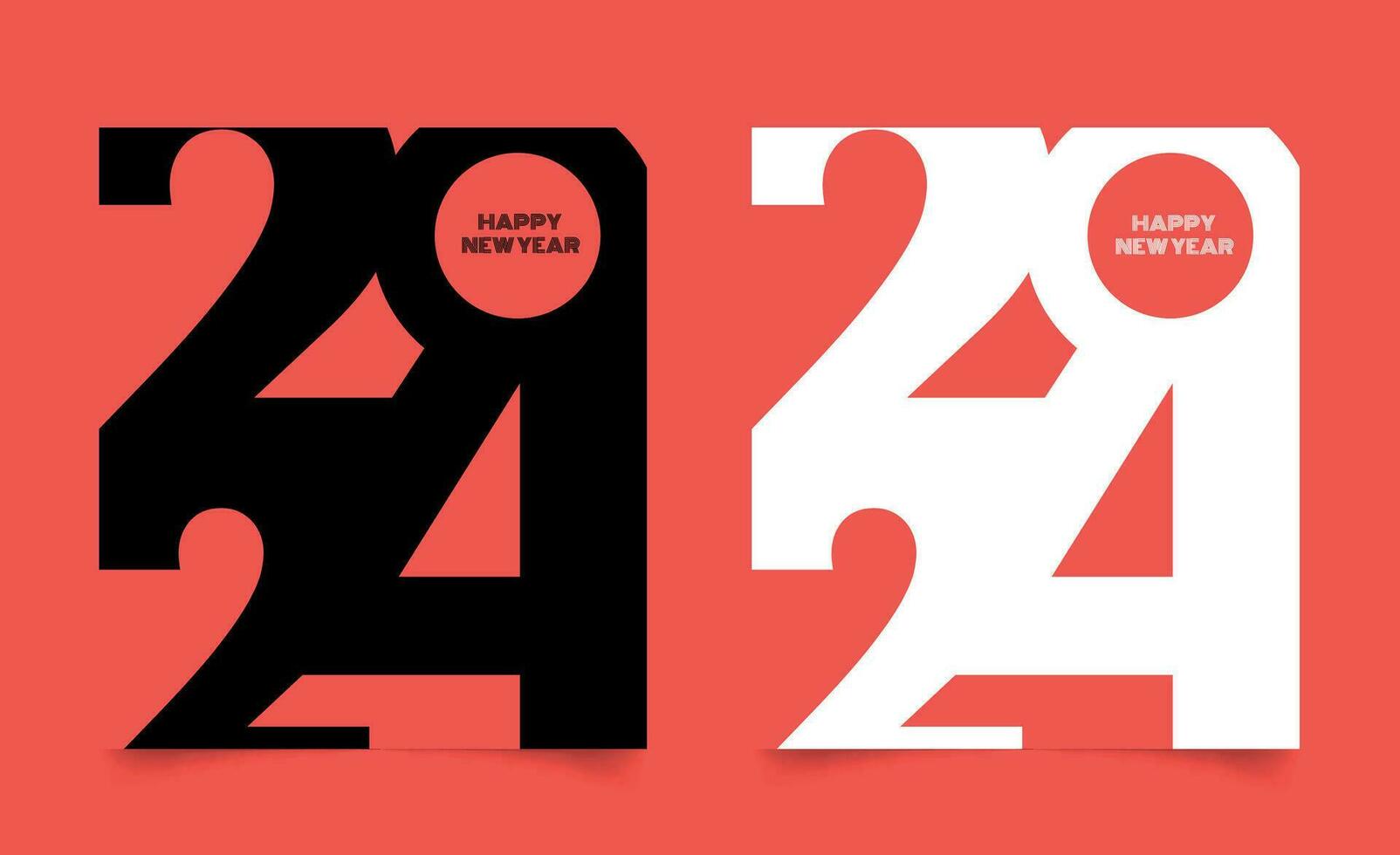 ensemble de deux 2024 content Nouveau année conception modèle. salutation carte, bannière, affiche, Contexte vecteur