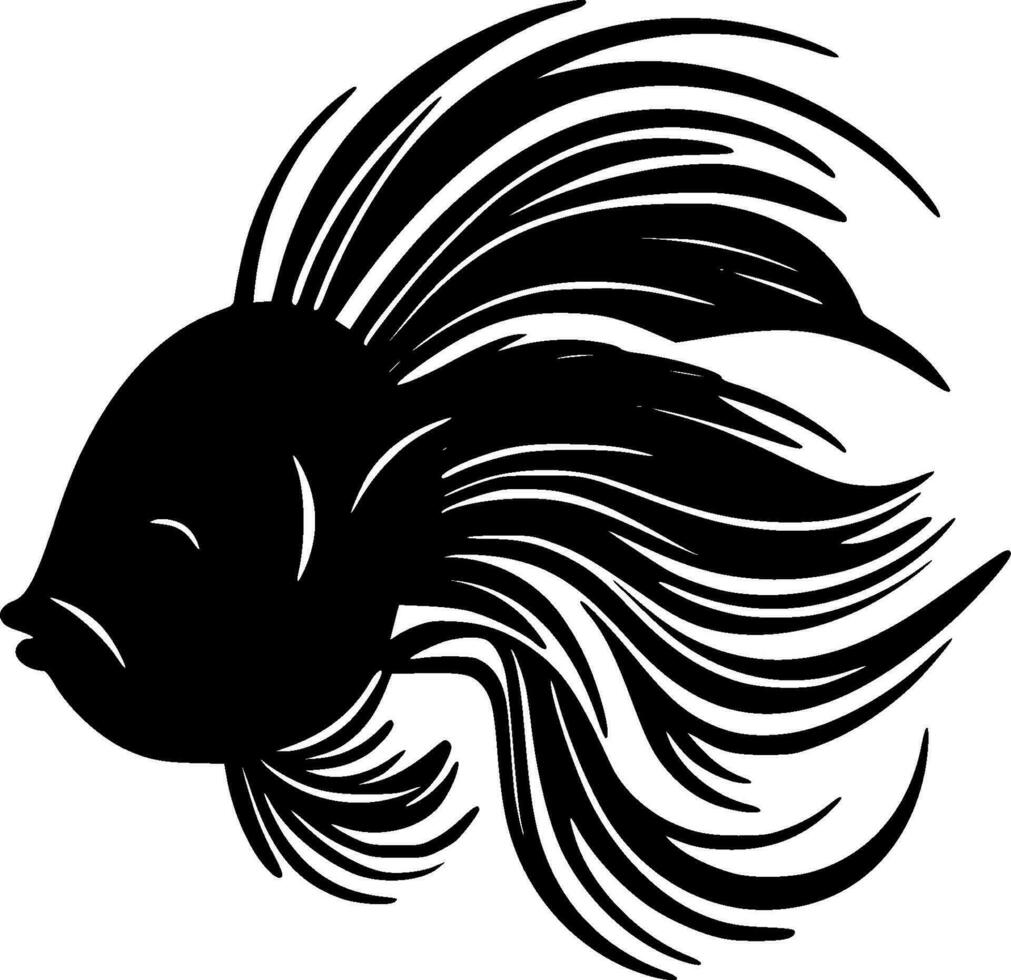 poisson - noir et blanc isolé icône - vecteur illustration