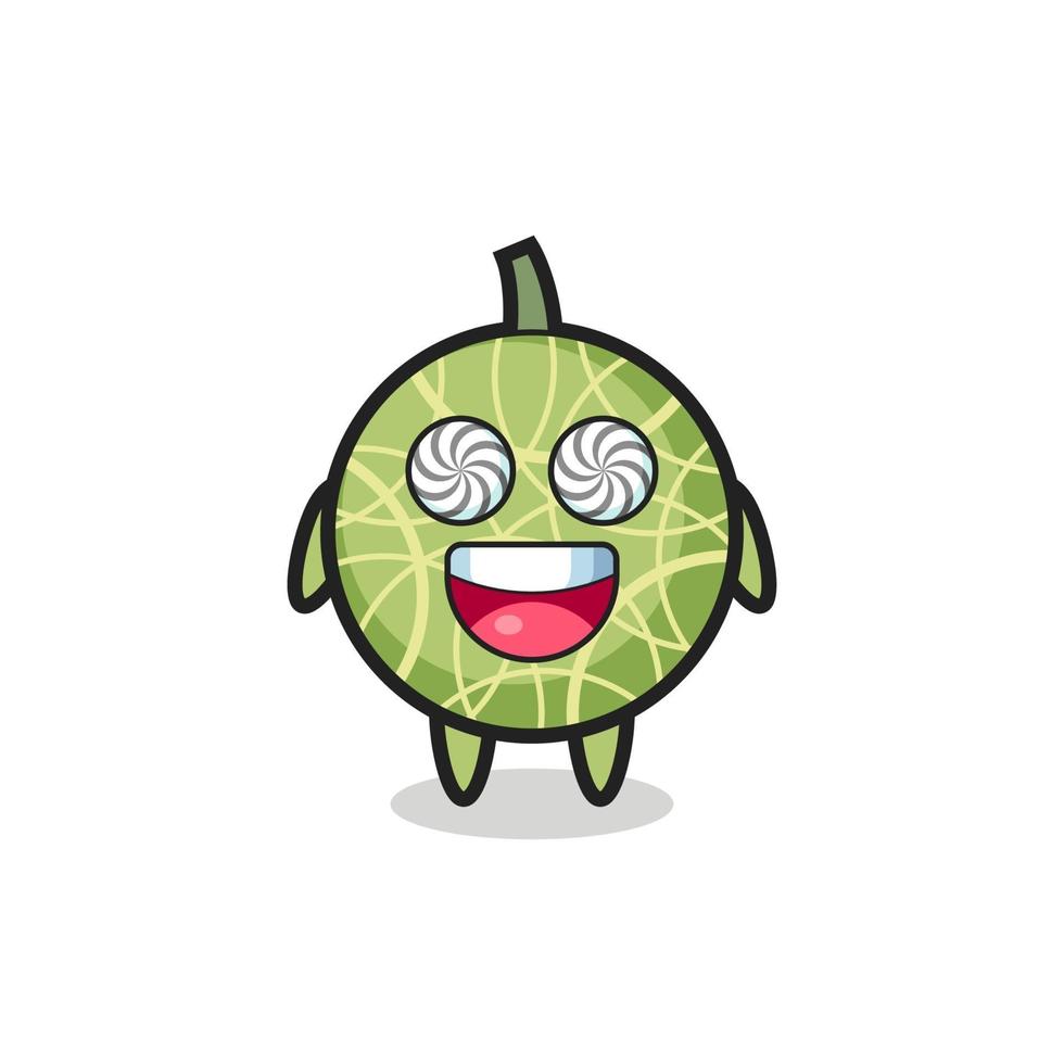 personnage mignon de fruit de melon avec des yeux hypnotisés vecteur