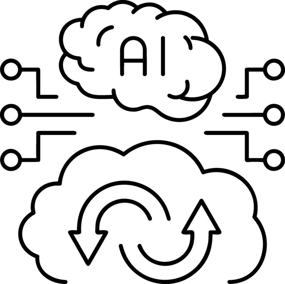 artificiel intelligence icône symbole vecteur image. illustration de le cerveau robot apprentissage Humain intelligent algorithme conception image.