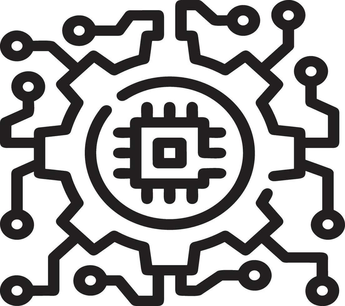 artificiel intelligence icône symbole vecteur image. illustration de le cerveau robot apprentissage Humain intelligent algorithme conception image.