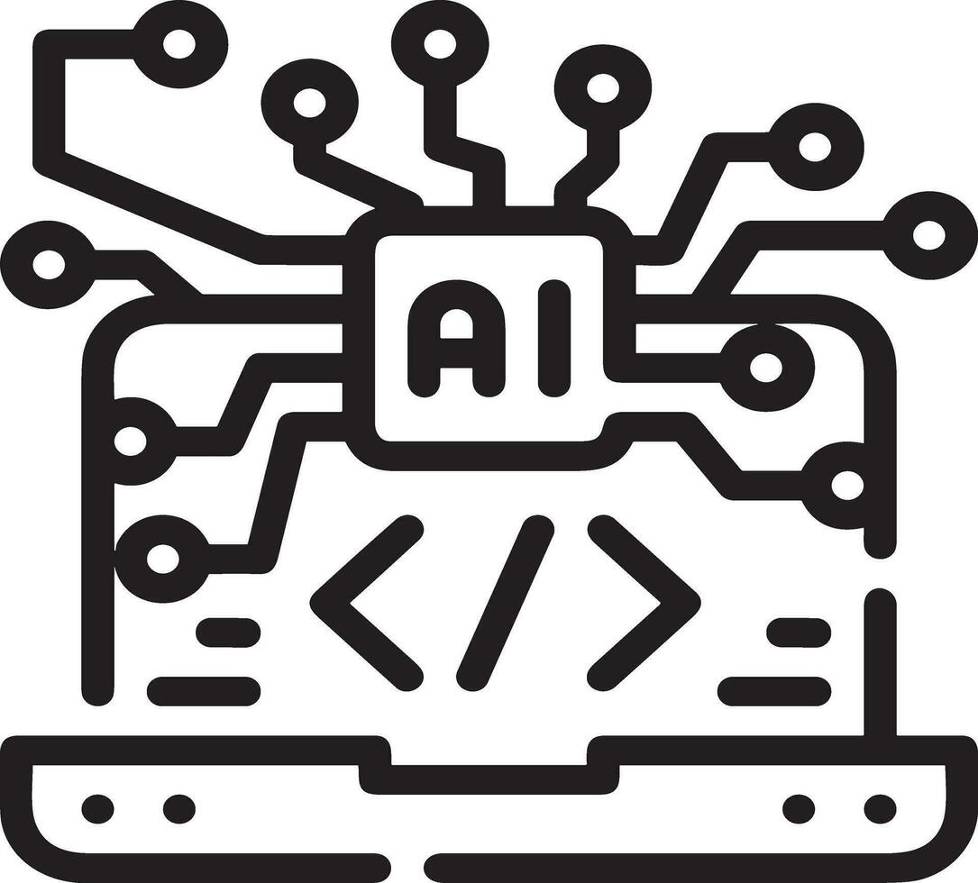 artificiel intelligence icône symbole vecteur image. illustration de le cerveau robot apprentissage Humain intelligent algorithme conception image.