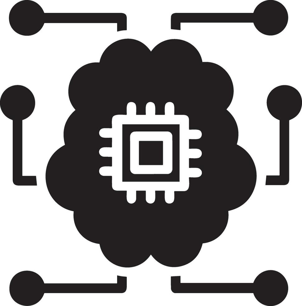 artificiel intelligence icône symbole vecteur image. illustration de le cerveau robot apprentissage Humain intelligent algorithme conception image.