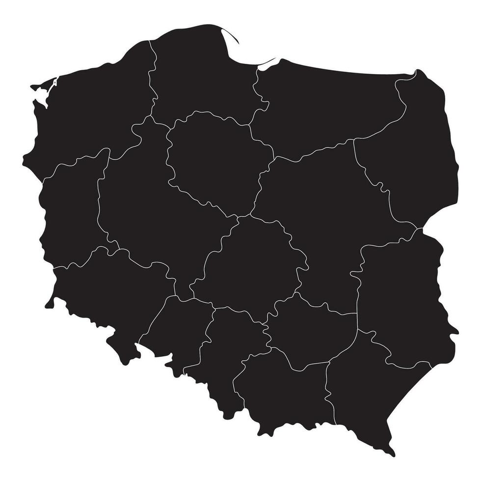 Pologne carte. carte de Pologne dans administratif Régions vecteur