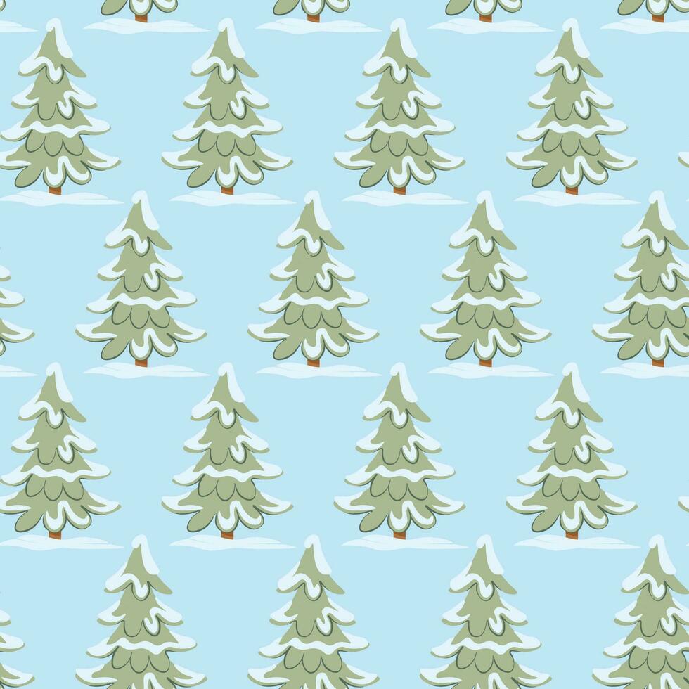 sans couture modèle de Noël des arbres sur une bleu Contexte vecteur