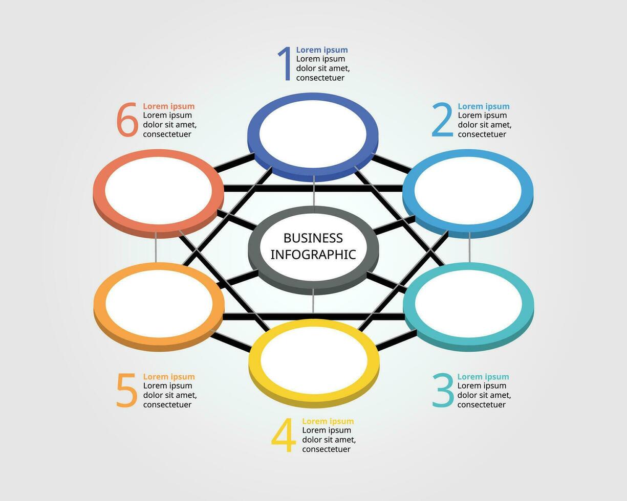 cercle modèle étape pour infographie pour présentation pour sept élément pour réseau lien vecteur