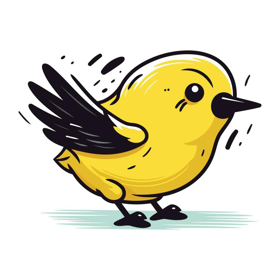 mignonne peu Jaune oiseau dessin animé vecteur illustration. isolé sur blanc Contexte.