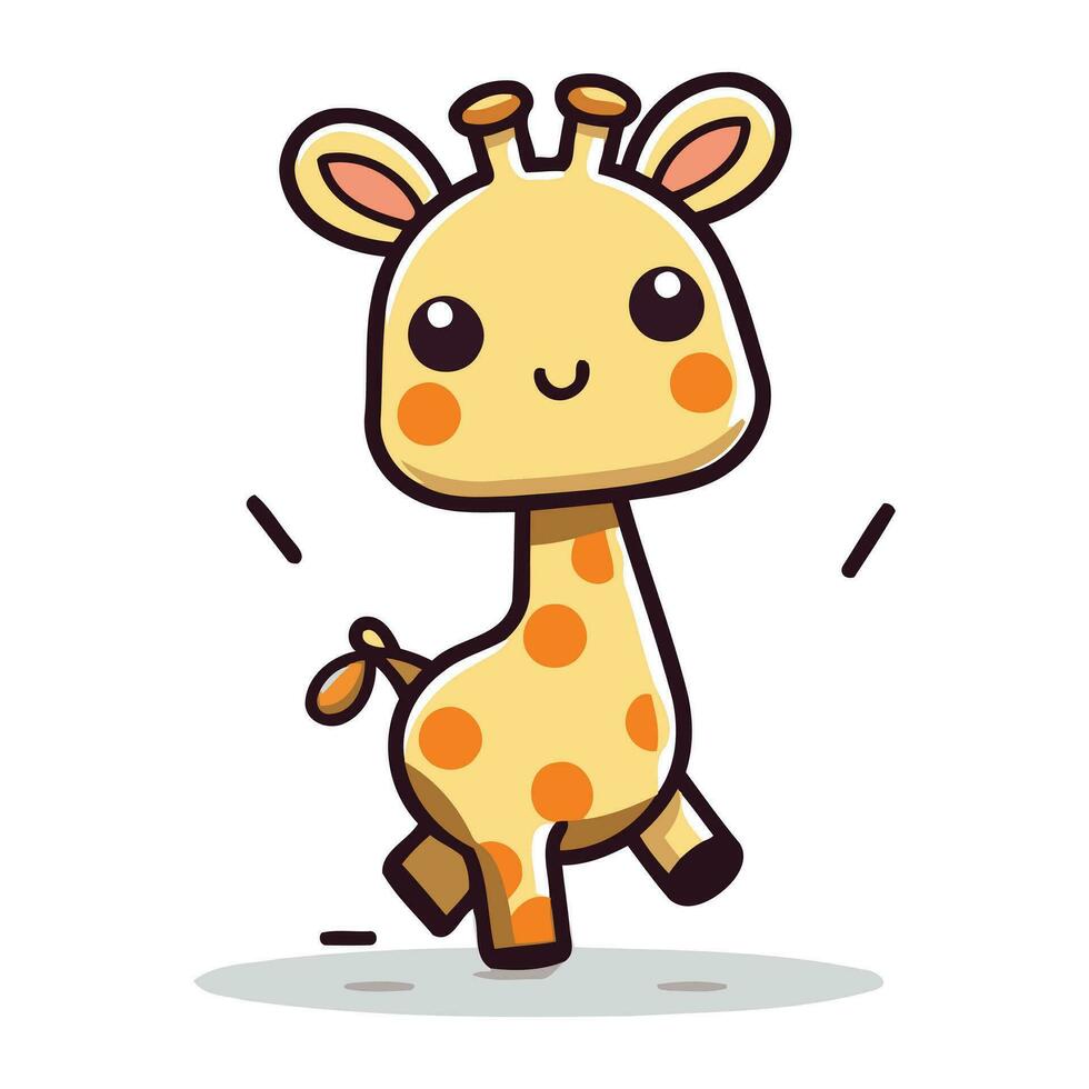mignonne girafe vecteur illustration. mignonne girafe dessin animé personnage
