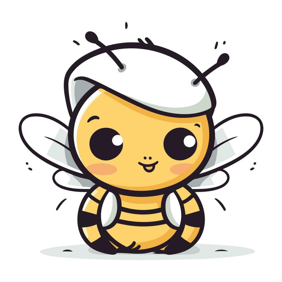 mignonne dessin animé abeille. vecteur illustration isolé sur une blanc Contexte.