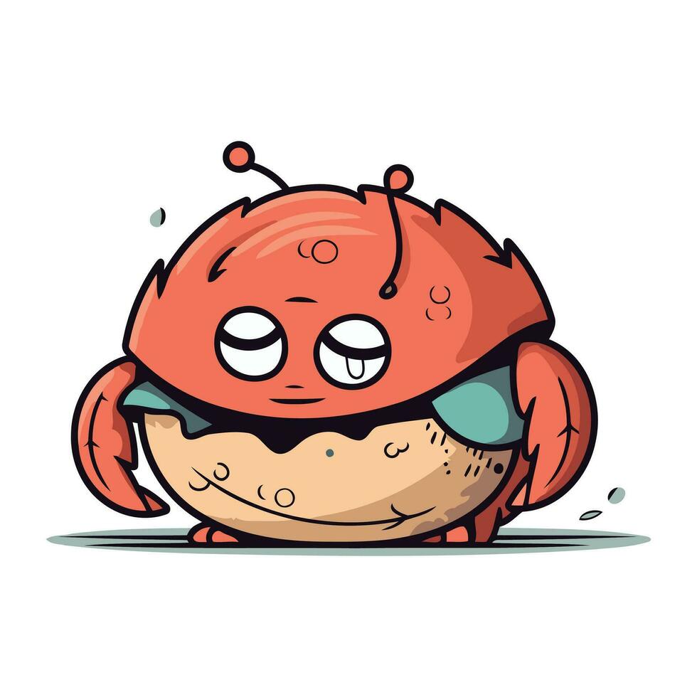 mignonne crabe. vecteur illustration de une marrant crabe. dessin animé personnage.