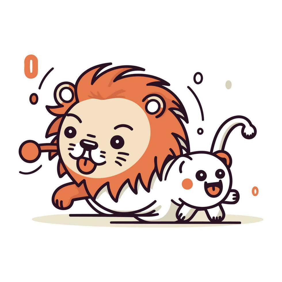 mignonne Lion et souris. vecteur illustration dans griffonnage style