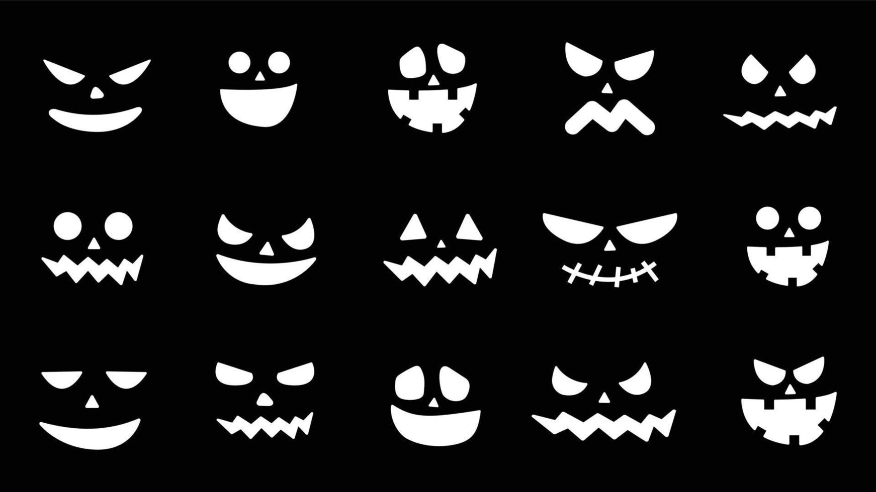 collection d'icônes de visages de citrouille d'halloween. Jack sourire citrouille effrayant vecteur