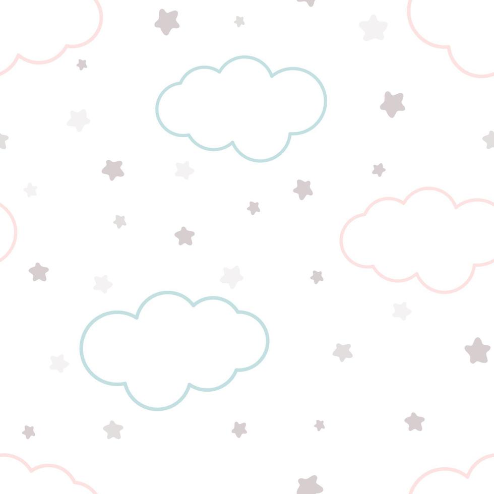 étoiles et nuages pastel doux modèle vector illustration
