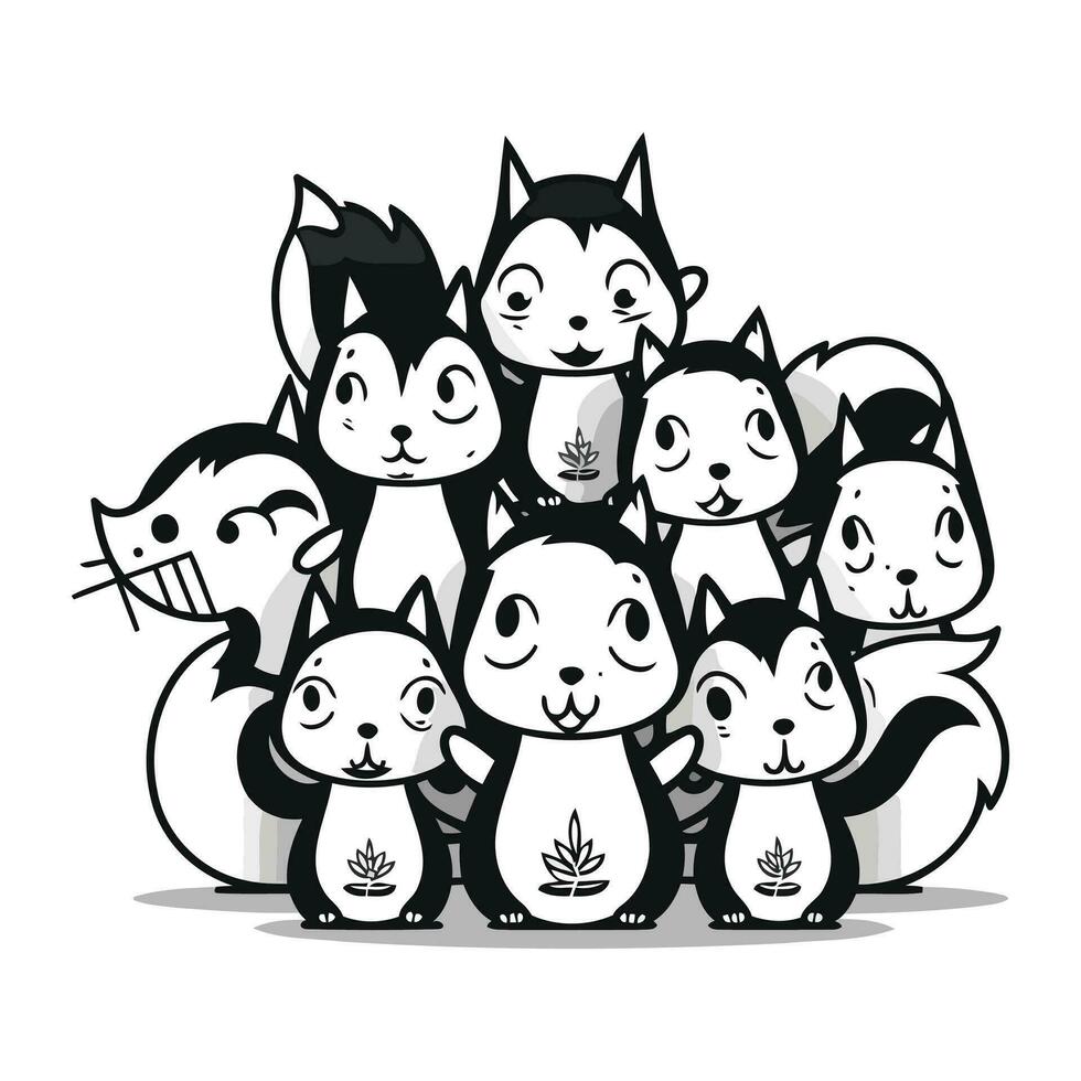 mignonne dessin animé animal amis. vecteur illustration de une groupe de chats.