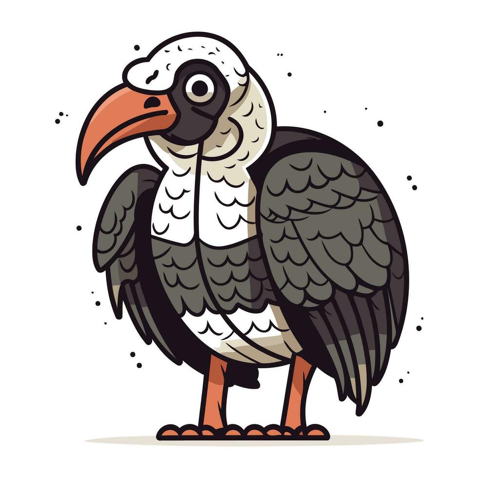 vecteur image de une vautour sur une blanc Contexte. dessin animé style.