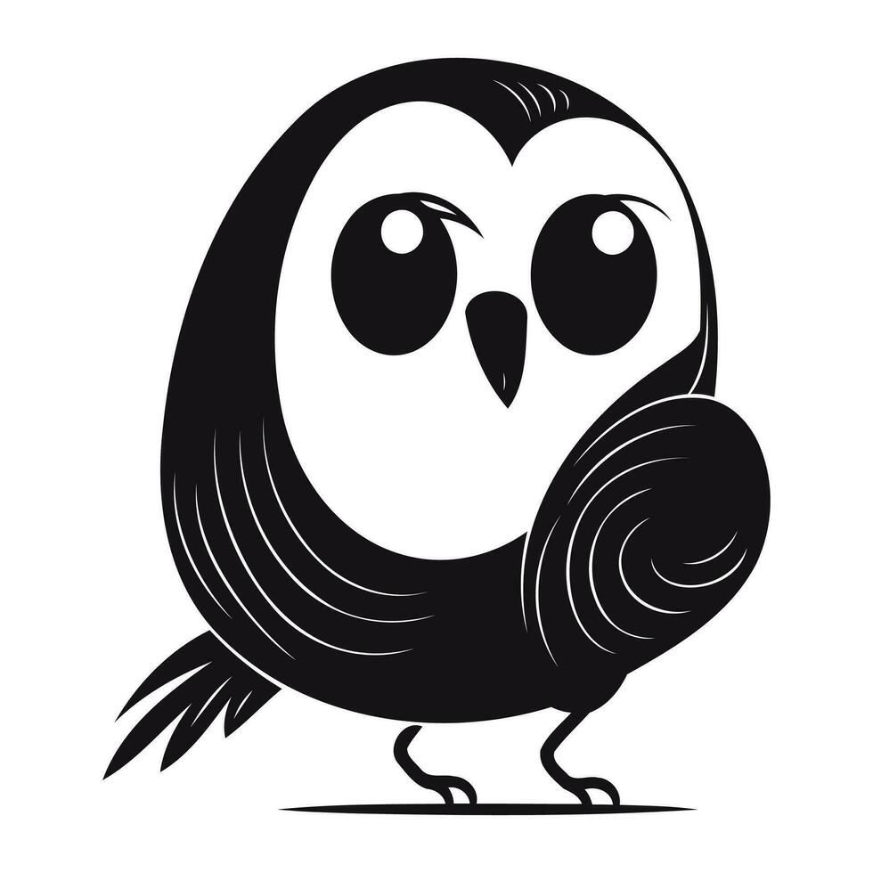 vecteur illustration de mignonne hibou. mignonne dessin animé hibou. noir et blanc hibou.