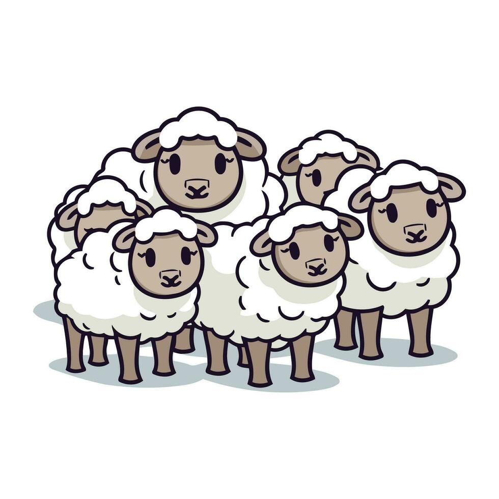 troupeau de mouton. vecteur illustration de une groupe de mouton.