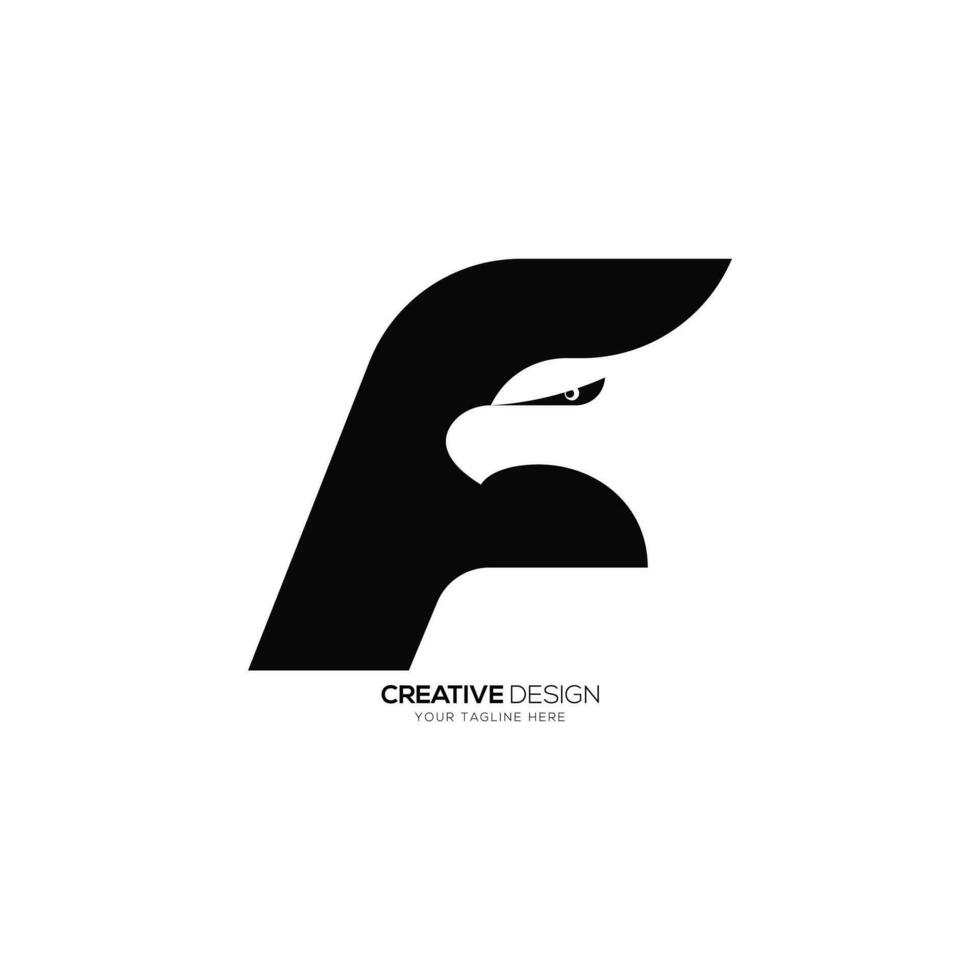 lettre F faucon abstrait en volant Aigle silhouette monogramme négatif espace logo vecteur