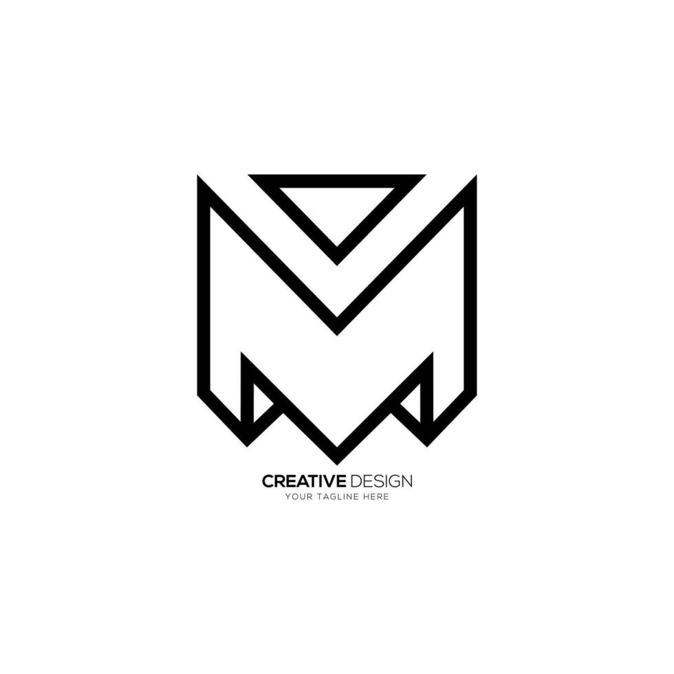 lettre mv ou vm ligne art Créatif négatif espace monogramme typographie logo vecteur