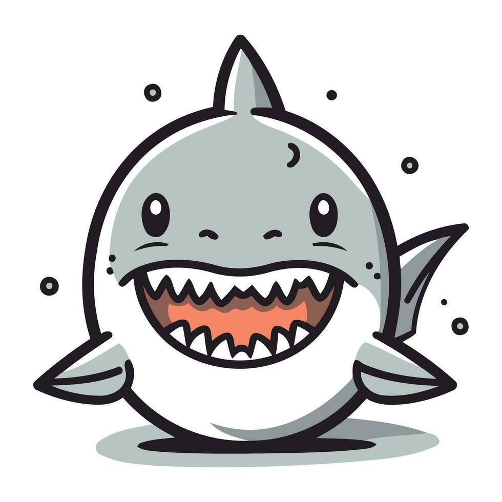 mignonne requin dessin animé mascotte personnage illustration isolé sur blanc Contexte vecteur