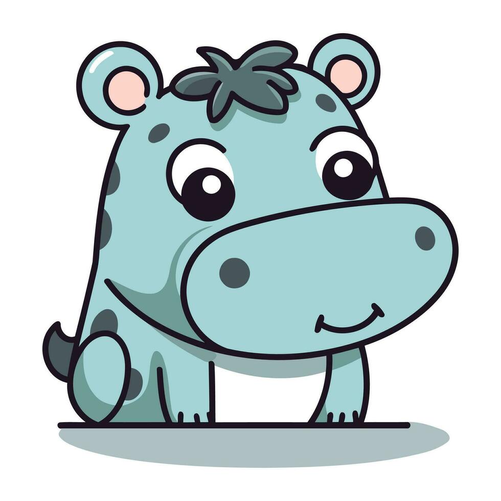 mignonne dessin animé hippopotame. vecteur illustration de une marrant animal.