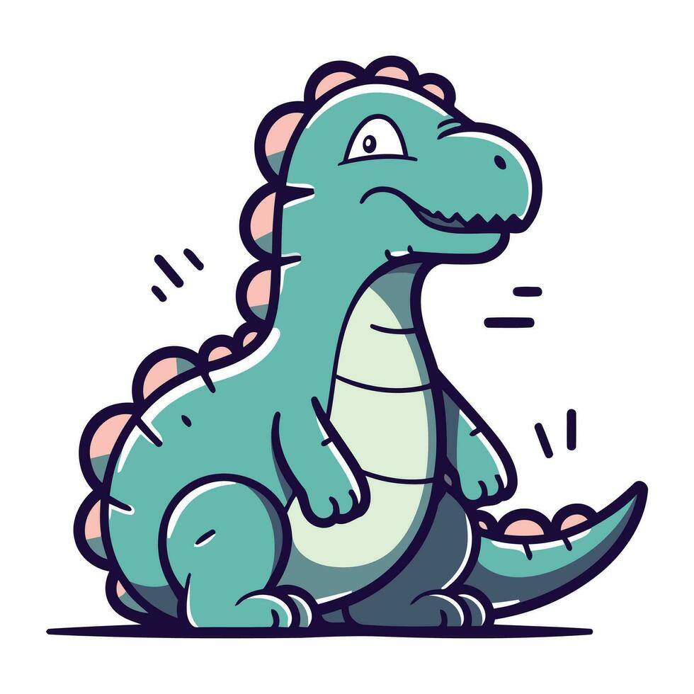 dessin animé crocodile. vecteur illustration de une mignonne dessin animé dinosaure.