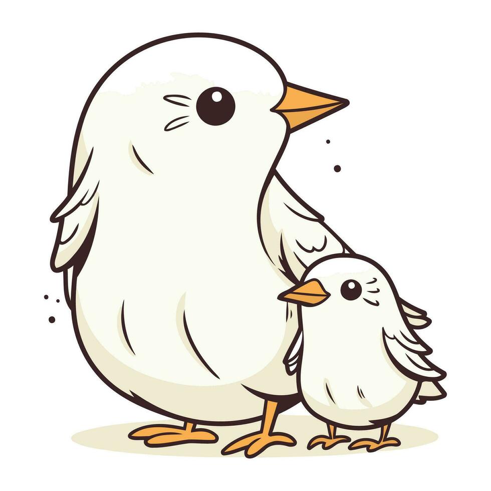 illustration de une mignonne bébé poussin avec sa maman et oiseau vecteur