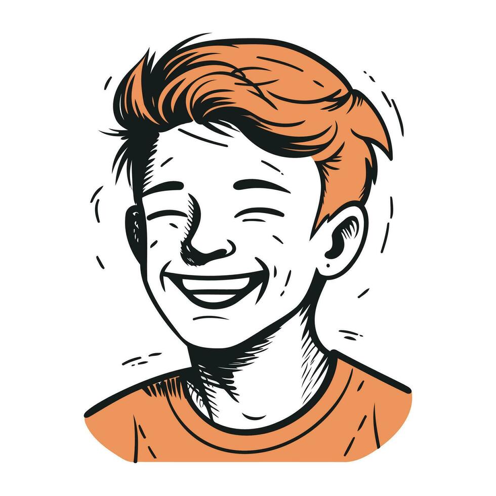 portrait de une souriant Jeune homme avec rouge cheveux. vecteur illustration.