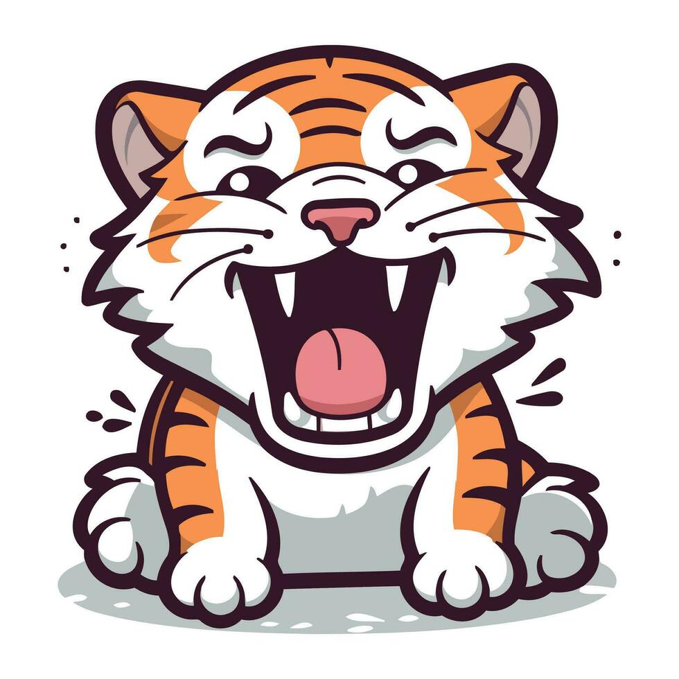 illustration de une tigre mascotte avec ouvert bouche et langue dehors. vecteur