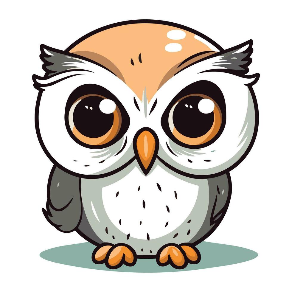 mignonne hibou sur une blanc Contexte. vecteur illustration dans dessin animé style.