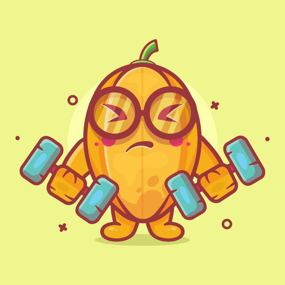 cool étoile fruit personnage mascotte Faire la musculation en utilisant haltère isolé dessin animé dans plat style conception vecteur