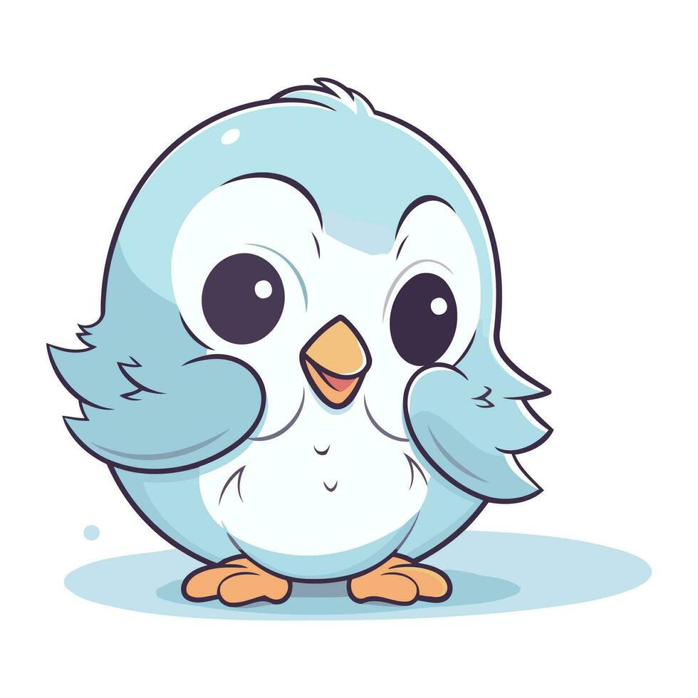 mignonne bleu oiseau isolé sur blanc Contexte. dessin animé vecteur illustration.