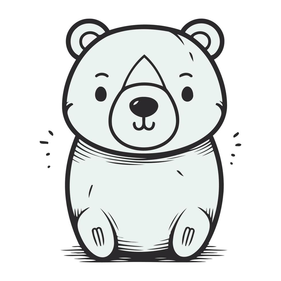 mignonne ours dessin animé. vecteur illustration dans noir et blanc couleurs.