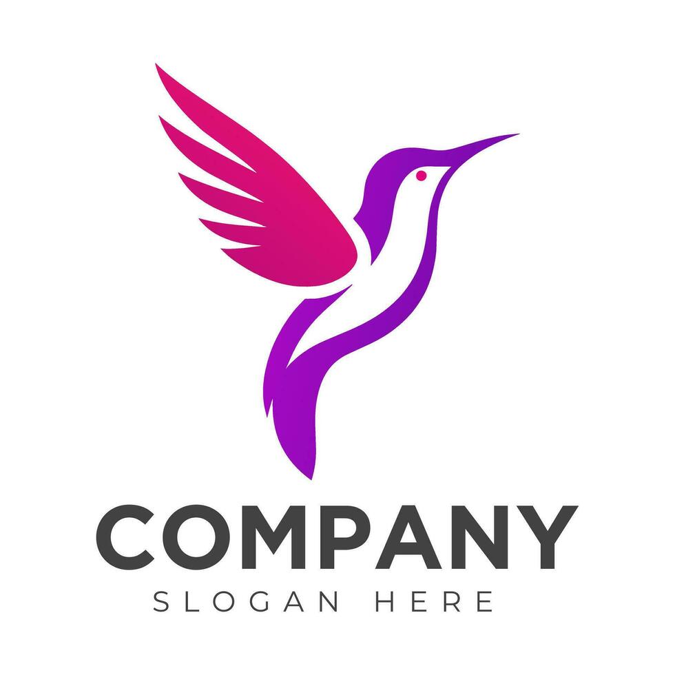vecteur en volant colibri logo conception avec pente coloré style