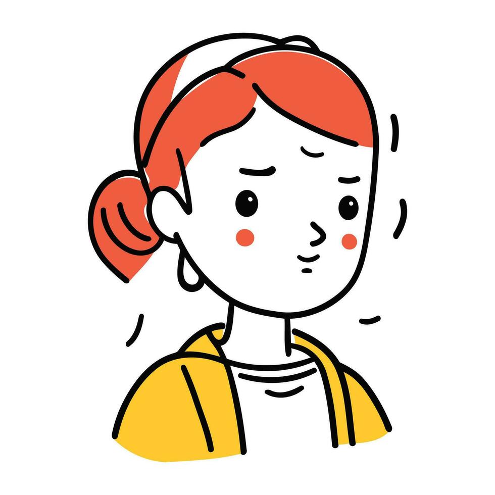 illustration de une rouge aux cheveux fille dans une Jaune veste. vecteur