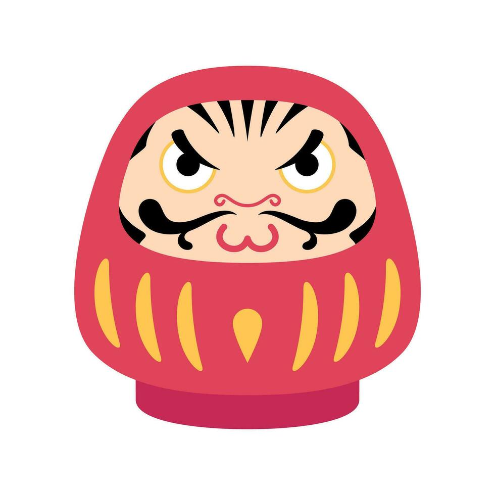 dessin animé Couleur personnage Daruma icône. vecteur