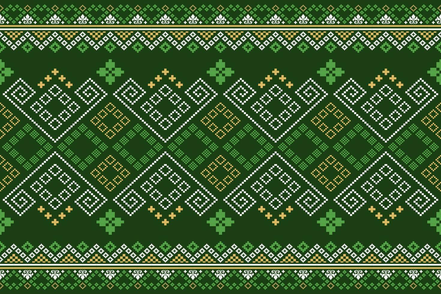 vert traverser point coloré géométrique traditionnel ethnique modèle ikat sans couture modèle frontière abstrait conception pour en tissu impression tissu robe tapis rideaux et sarong aztèque africain Indien indonésien vecteur