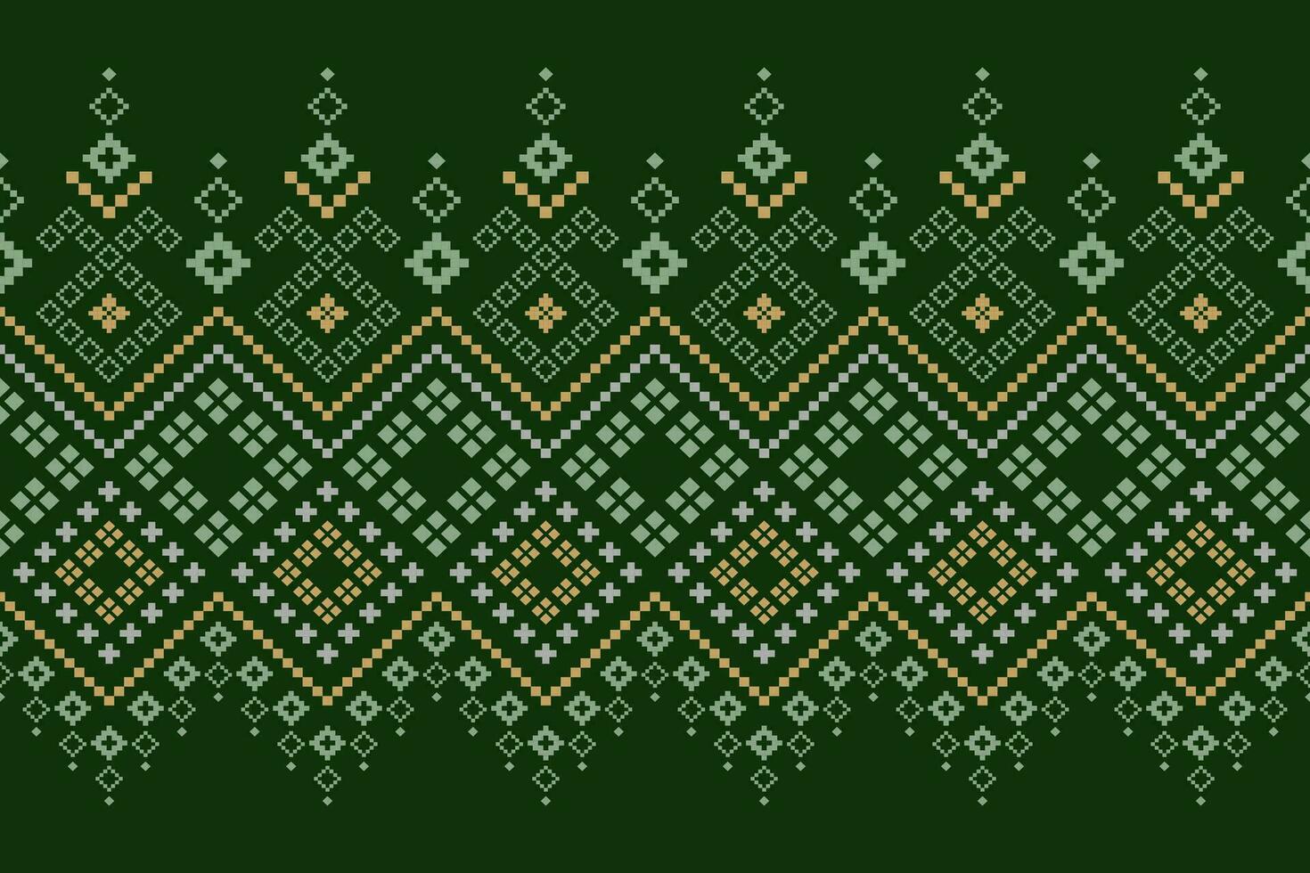 vert traverser point coloré géométrique traditionnel ethnique modèle ikat sans couture modèle frontière abstrait conception pour en tissu impression tissu robe tapis rideaux et sarong aztèque africain Indien indonésien vecteur