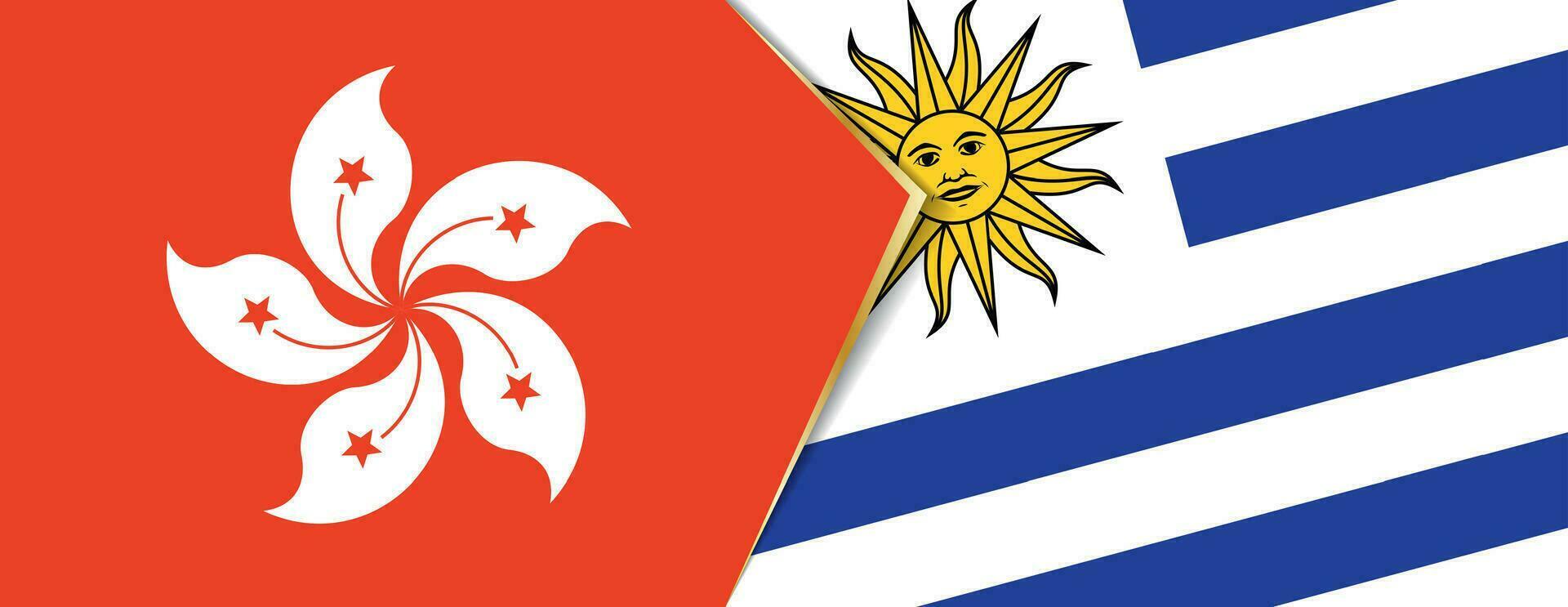 Hong kong et Uruguay drapeaux, deux vecteur drapeaux.