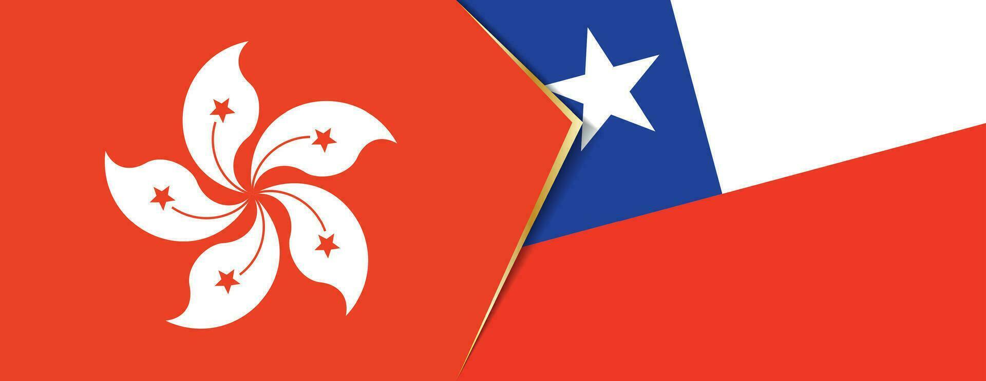 Hong kong et Chili drapeaux, deux vecteur drapeaux.