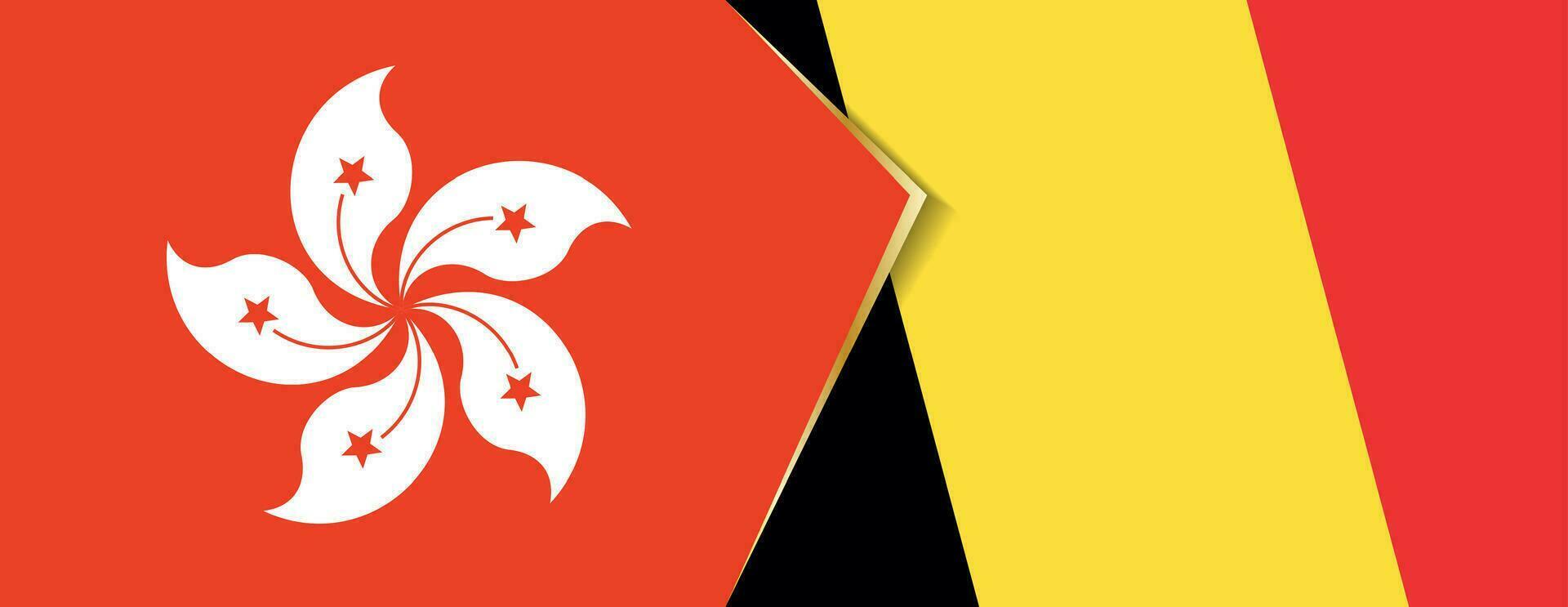 Hong kong et Belgique drapeaux, deux vecteur drapeaux.