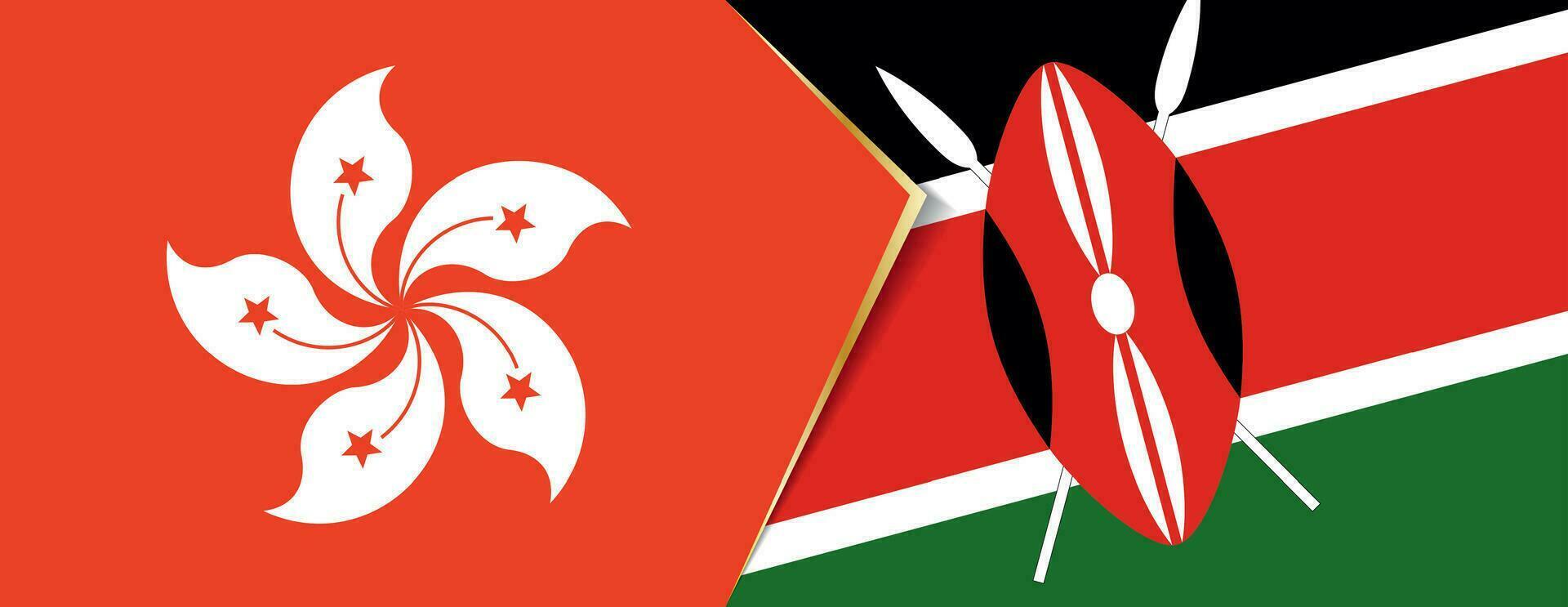 Hong kong et Kenya drapeaux, deux vecteur drapeaux.