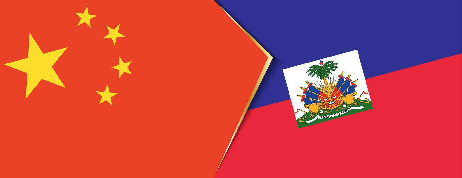 Chine et Haïti drapeaux, deux vecteur drapeaux.