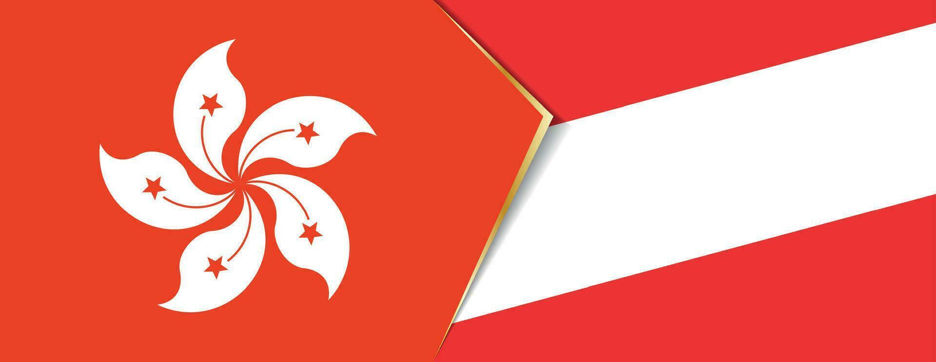 Hong kong et L'Autriche drapeaux, deux vecteur drapeaux.