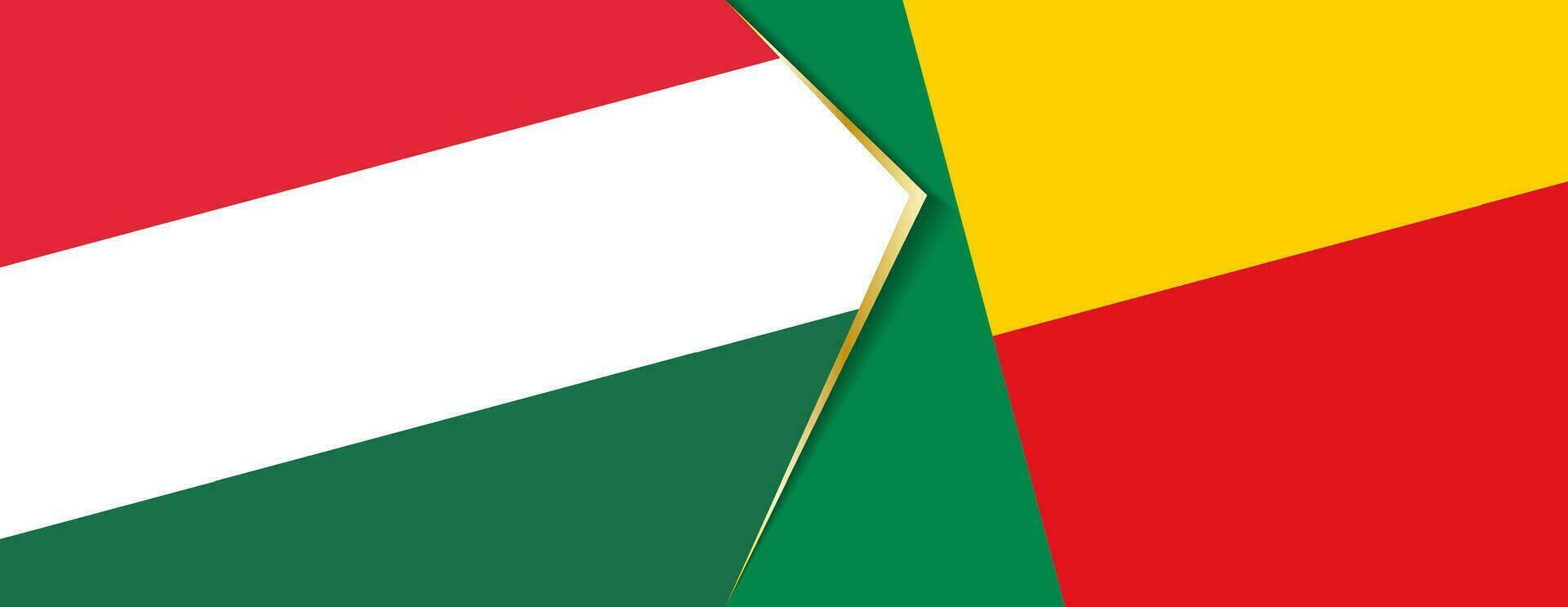 Hongrie et Bénin drapeaux, deux vecteur drapeaux.