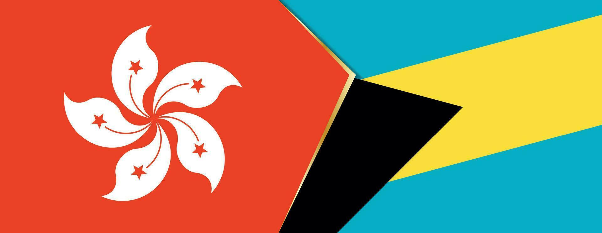 Hong kong et le Bahamas drapeaux, deux vecteur drapeaux.