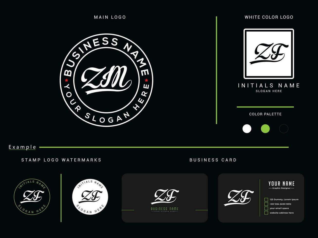 initiale zm cercle luxe logo icône, minimaliste zm logo lettre avec affaires carte conception vecteur