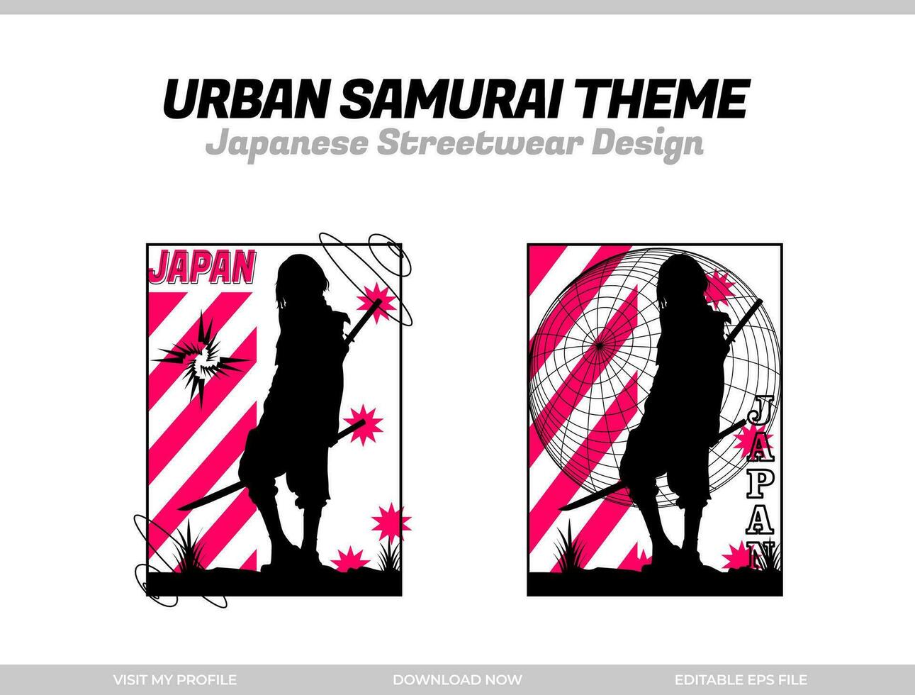 Urbain samouraï. samouraï vecteur silhouette pour conception T-shirt concept. Japonais vêtement de rue T-shirt conception. silhouette pour Japonais thème. samouraï vêtement de rue T-shirt. cyberpunk thème samouraï.